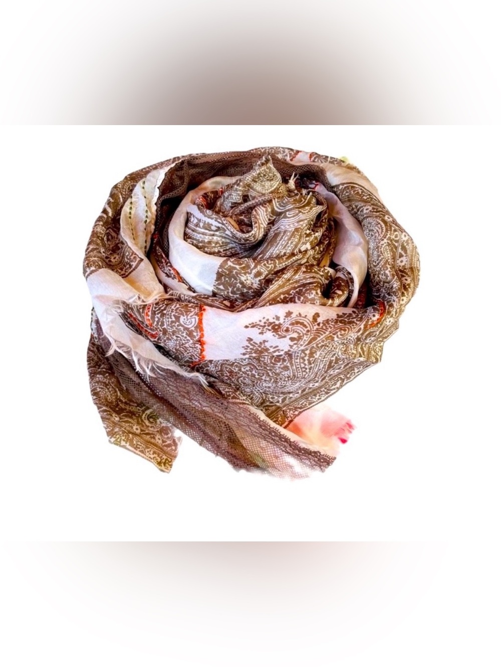 Sete di Jaipur slik Brown and Cream Paisley Wrap Scarf